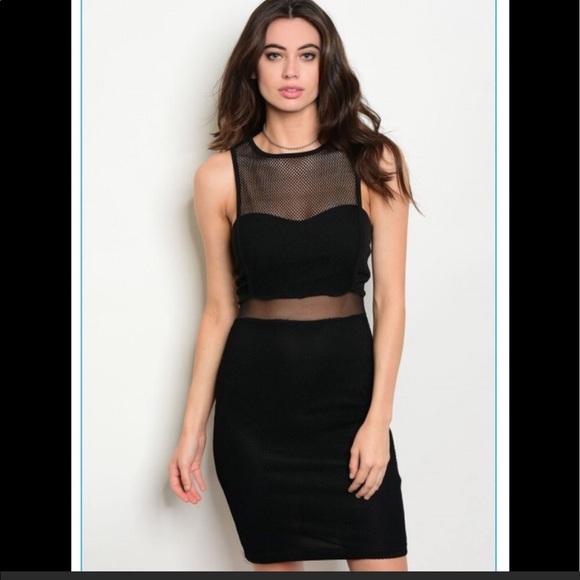 3/$36 black evening party dress mesh/net panels - Picture 3 of 8